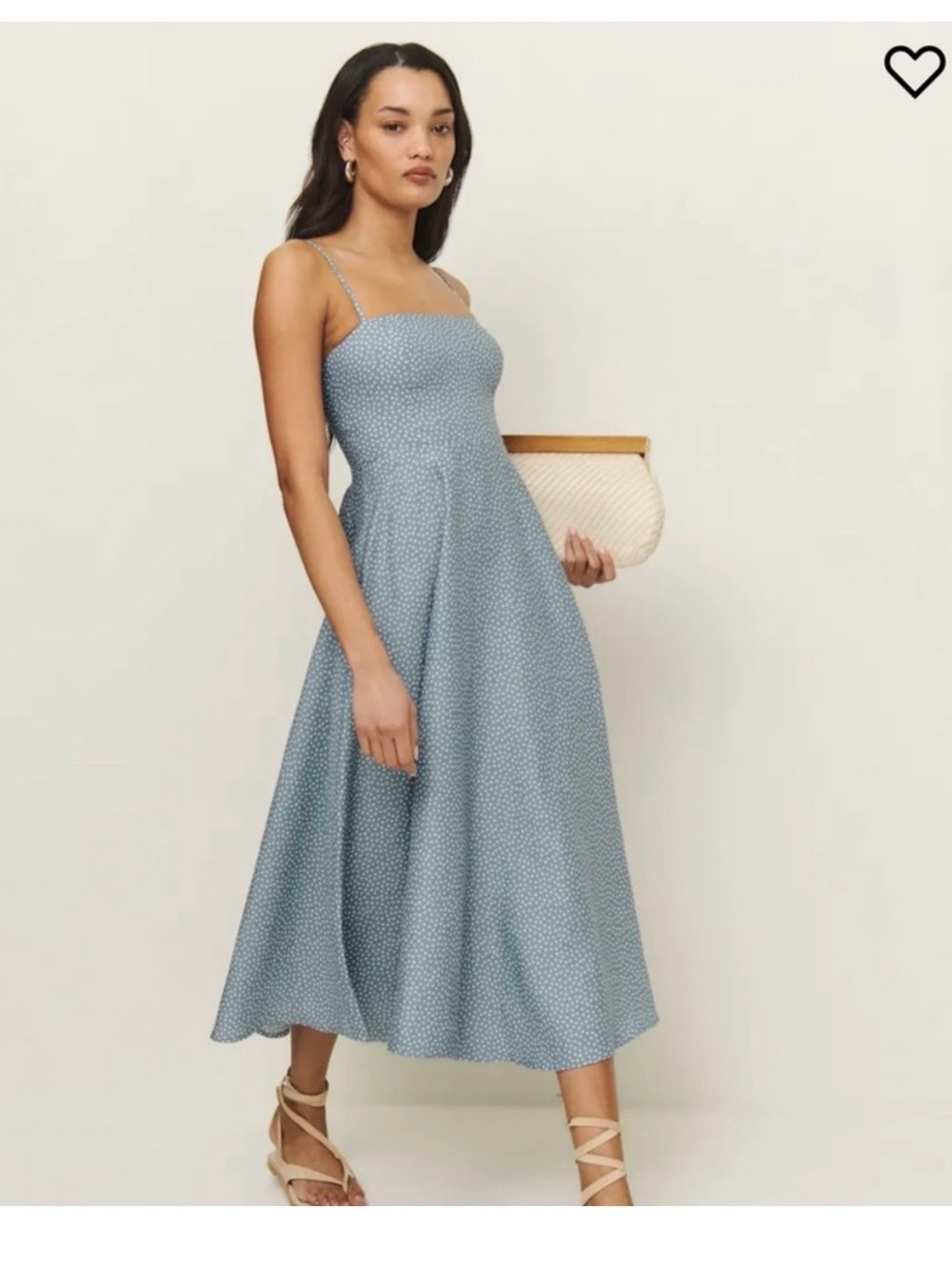 Reformation Light Blue Dotted Midi Dress